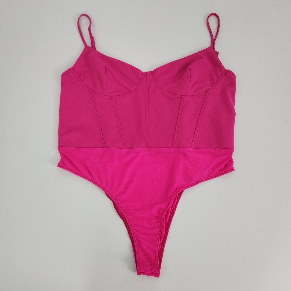 NWT Hot Pink Corset Unlined Wirefree Bodysuit Size‎ 3XL